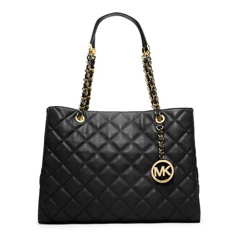 michael kors large purple leather tote|Michael Kors black quilted handbags.